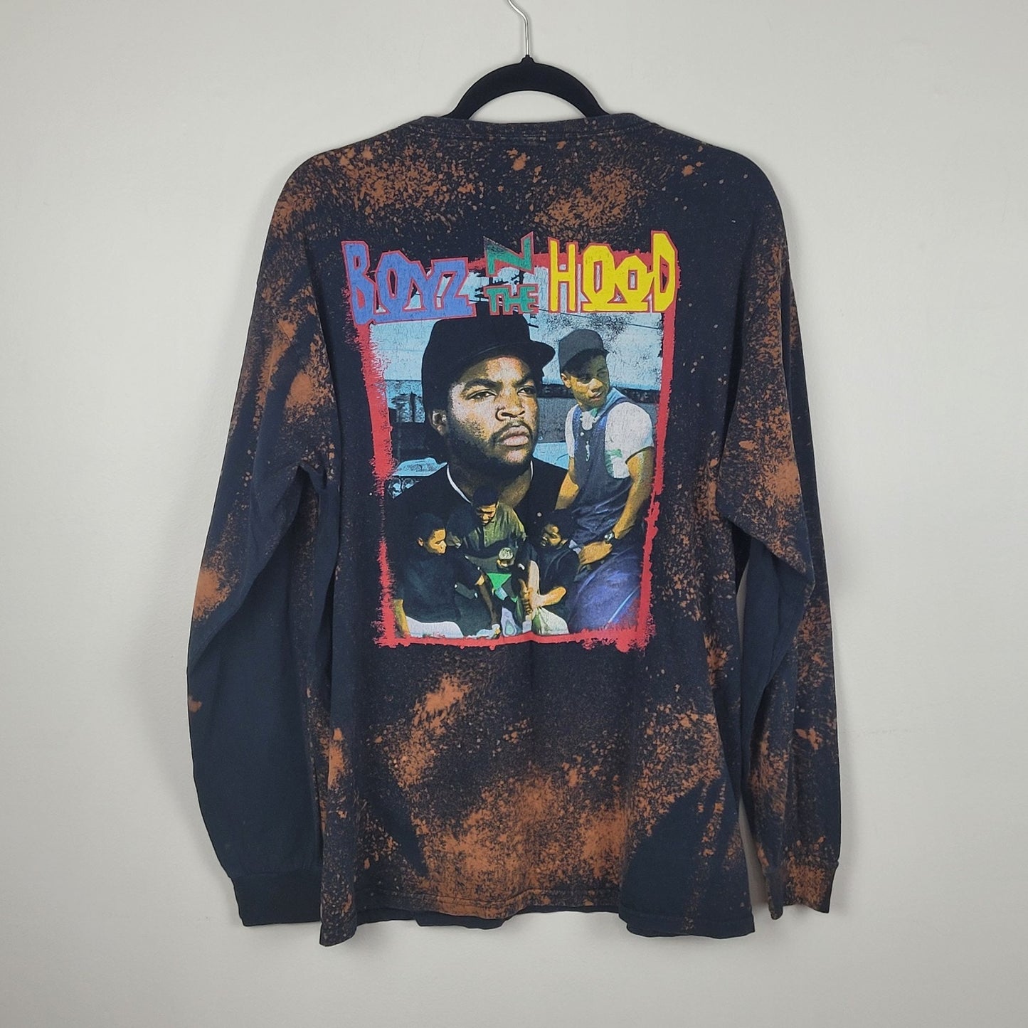 Boyz N The Hood Rap Tee XL Long Sleeve Bleach Tie Dye 90s Movie Ice Cube Double