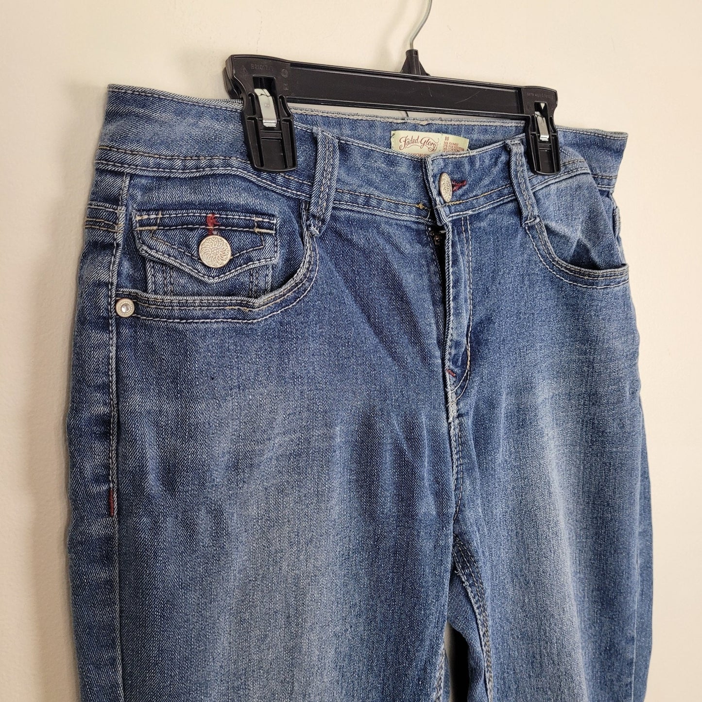 Faded Glory Womens 10 Y2K Bootcut Jeans Low Rise Medium Wash Denim Retro Vintage