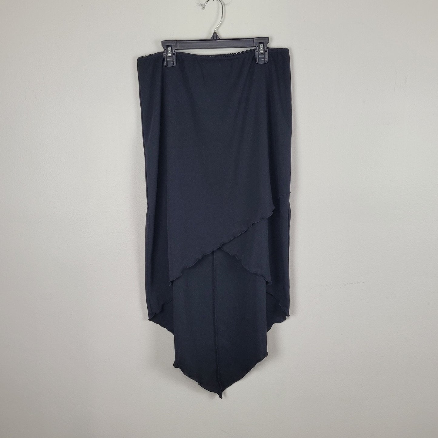 Younity Y2K 90s Vintage Womens Small Black Asymmetrical Handkerchief Hem Skirt