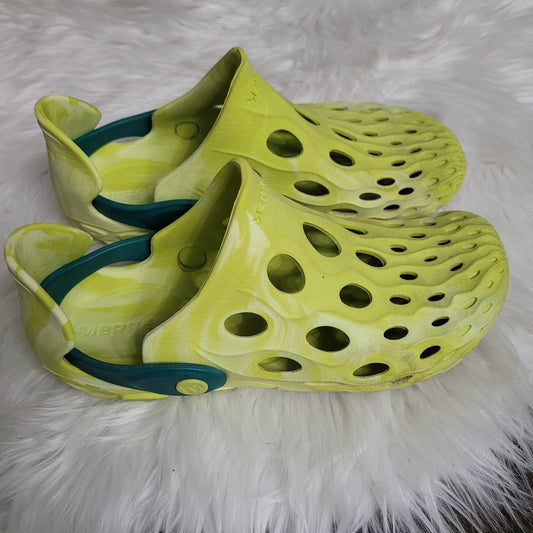 Merrell Hydro Moc Big Kids Size 2 Yellow Green Slip On Clogs Water Shoes