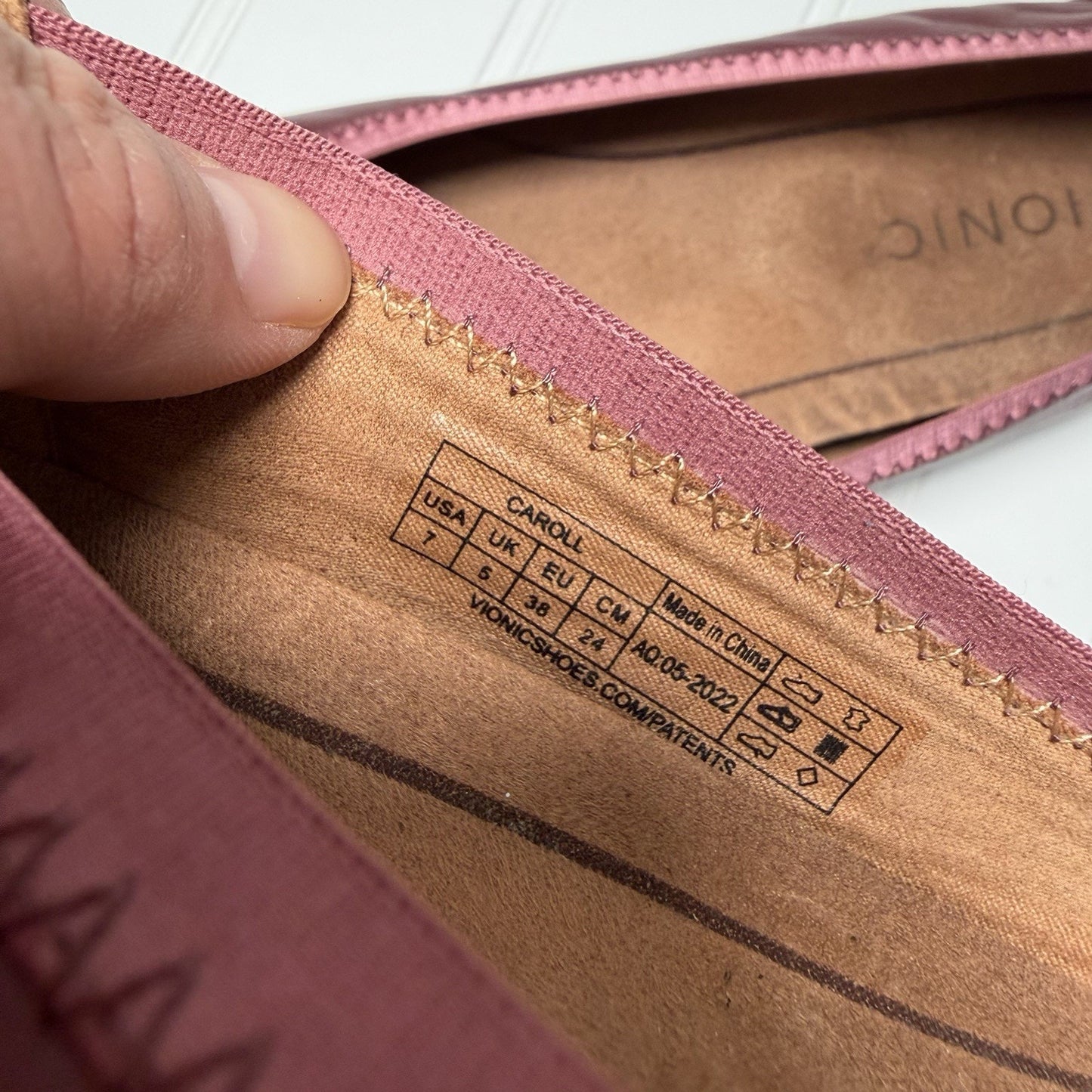 Vionic Caroll Ballet Flats Womens Size 7 Shiraz Wine Leather Slip On Comfort