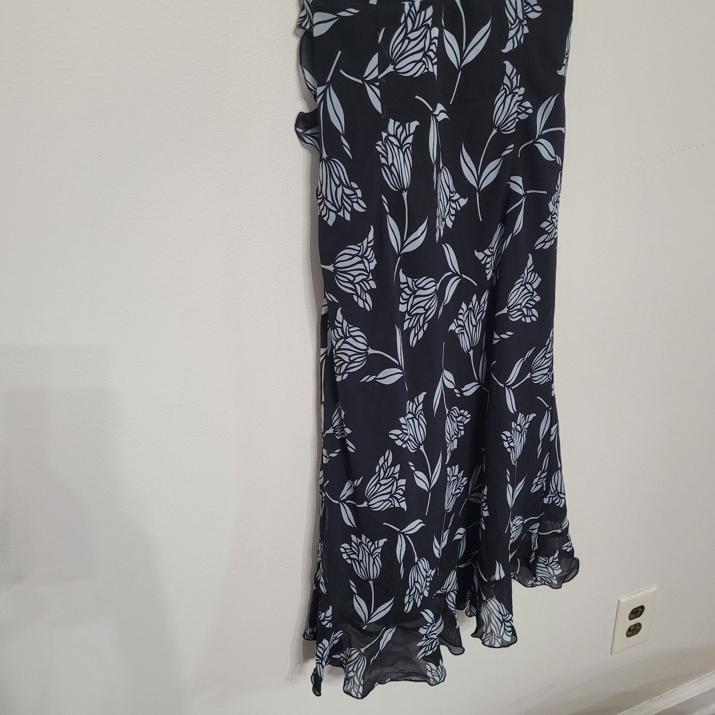 The Limited Dress Navy Women 6 Floral Silk Ruffle Y2K 90s Fairy Whimsigoth Midi