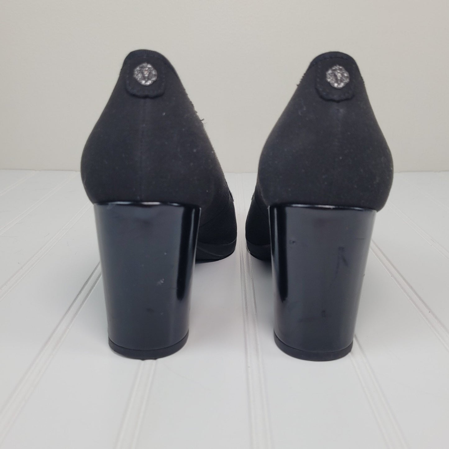 Anne Klein Carole Womens 8.5 Black Block Heel Pumps Round Toe Classic Office