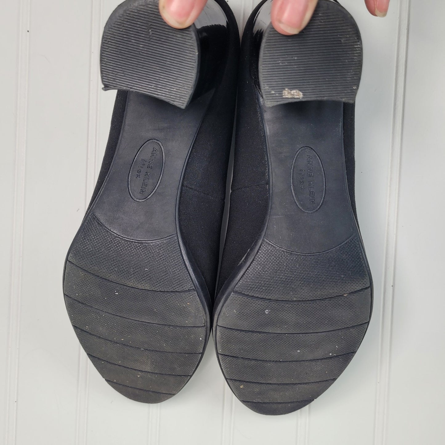 Anne Klein Carole Womens 8.5 Black Block Heel Pumps Round Toe Classic Office