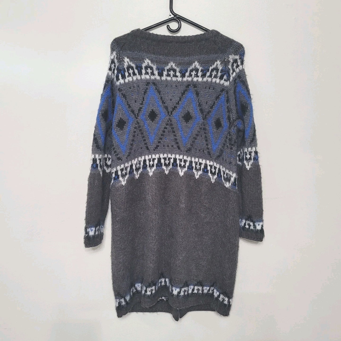 Free People F609X618 Frosted Fair Isle Cardigan Grey Combo SZ Medium