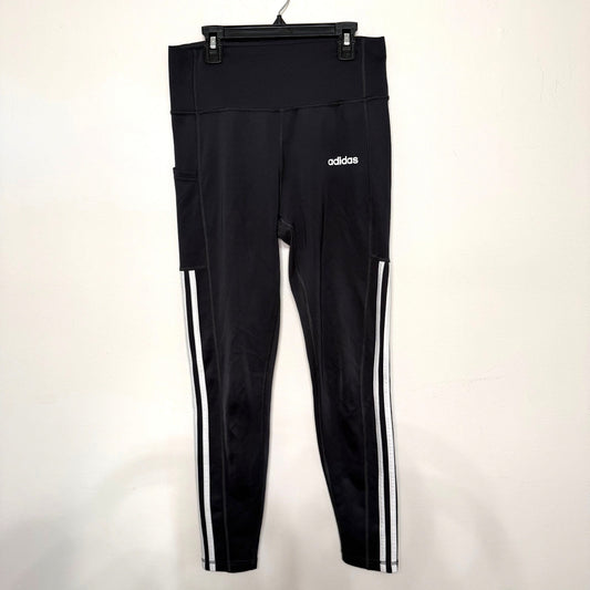 Adidas Womens M Climalite Black Leggings 3-Stripes Athletic Activewear