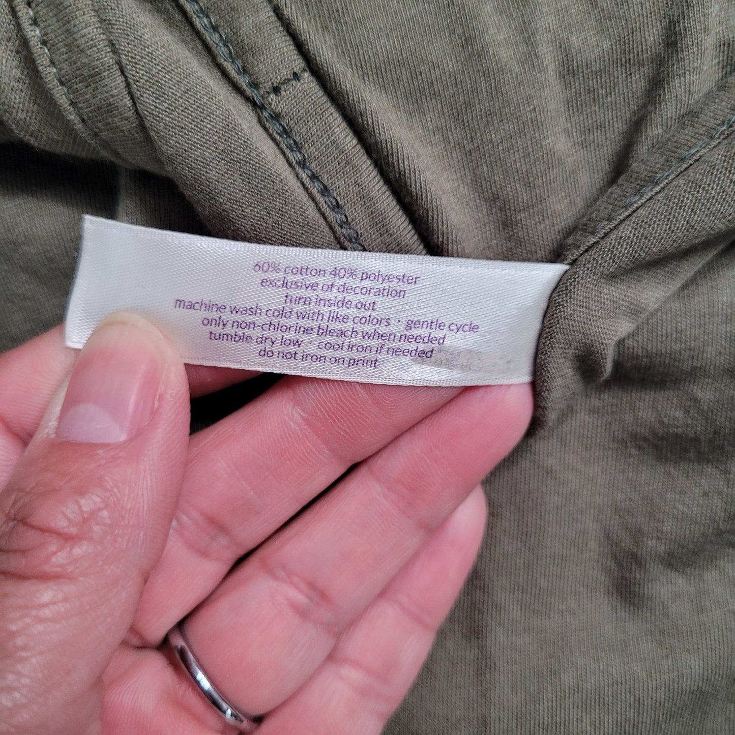 Cacique Womens Plus 22/24 Long Sleeve Top Olive Green Basic Tee VGUC