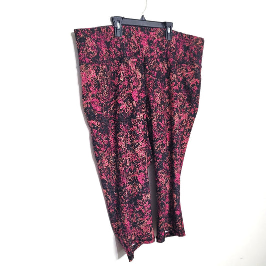LIVI Activewear Women’s 26/28 Black Pink Printed High Rise Capri Leggings EUC