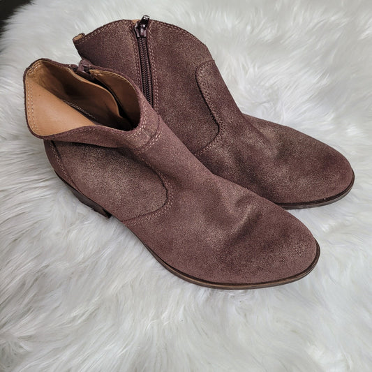 Lucky Brand Belia Western Ankle Boots US 7M Brown Suede Boho Cowgirl