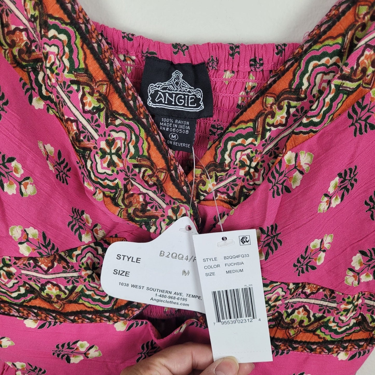 Angie Womens M Pink Floral V-Neck Tank Top NWT Y2K Boho Festival Front Cutout