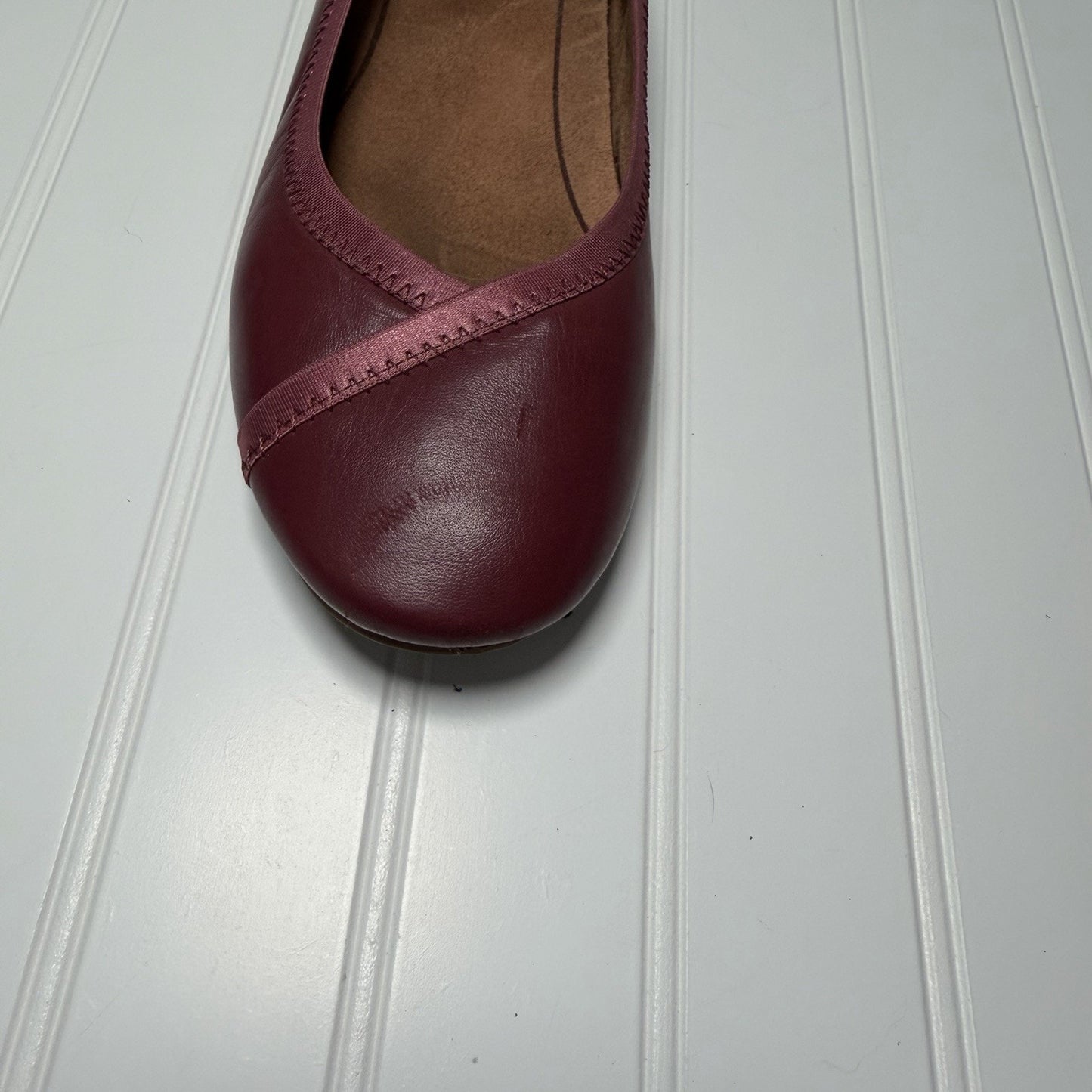 Vionic Caroll Ballet Flats Womens Size 7 Shiraz Wine Leather Slip On Comfort