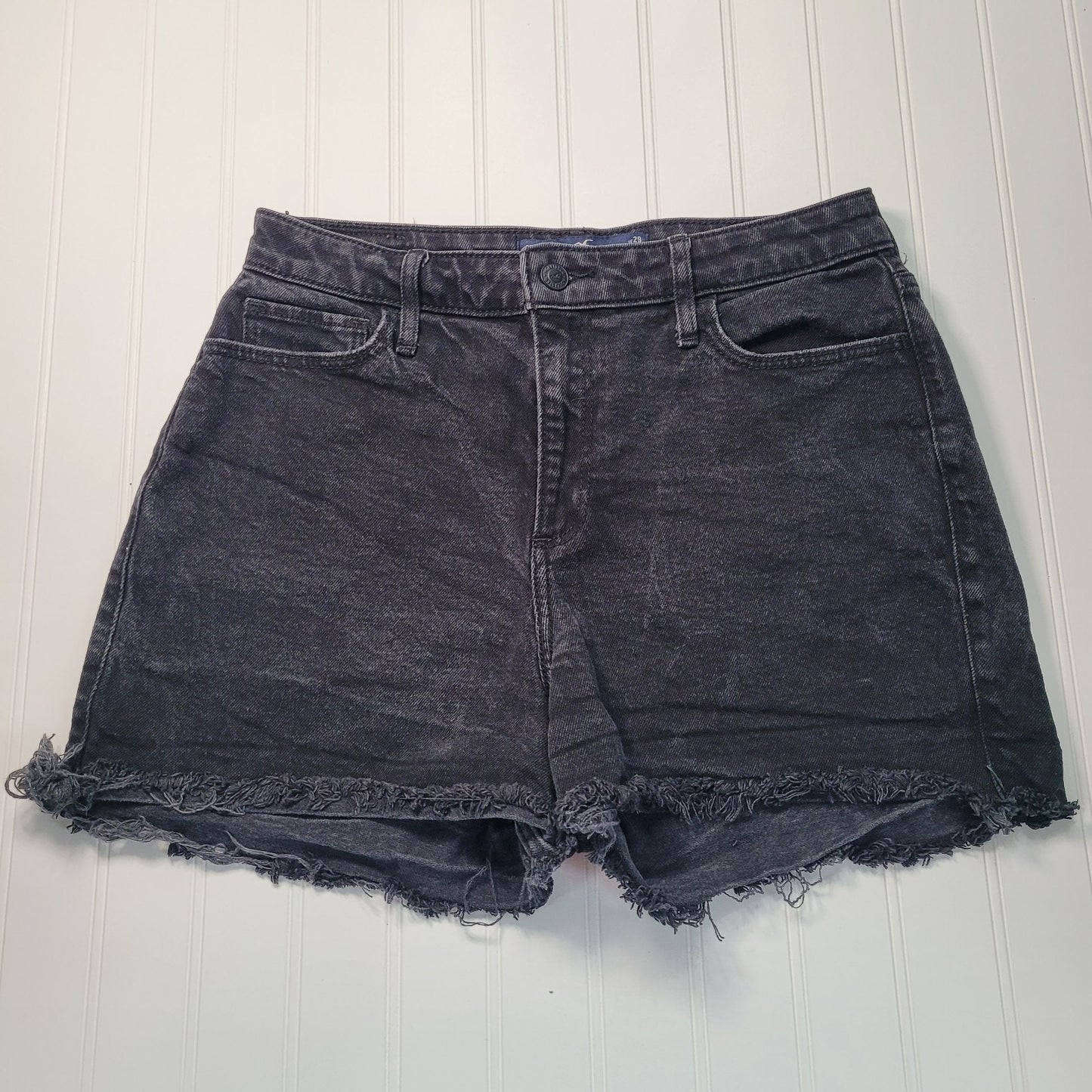 Hollister Womens 29 Curvy Ultra High Rise Mom Jean Shorts Black Distressed Y2K