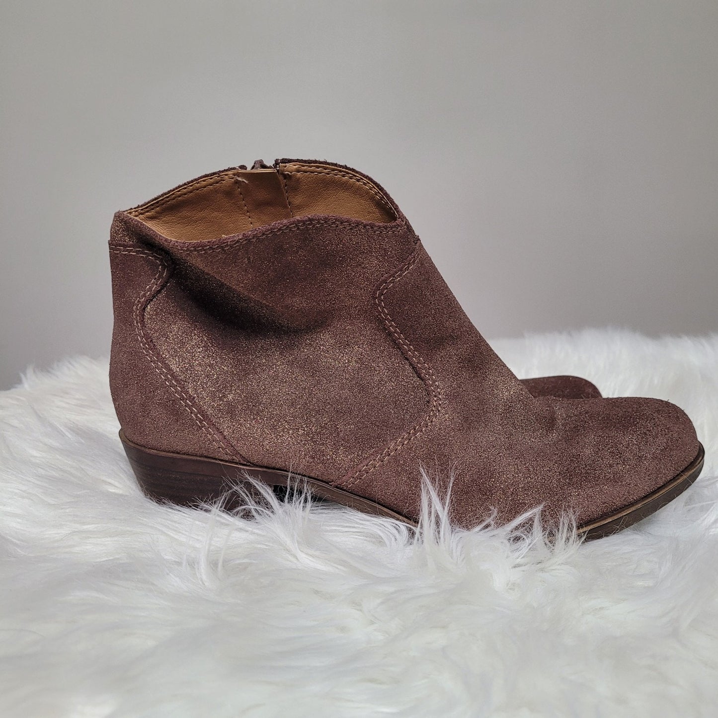 Lucky Brand Belia Western Ankle Boots US 7M Brown Suede Boho Cowgirl