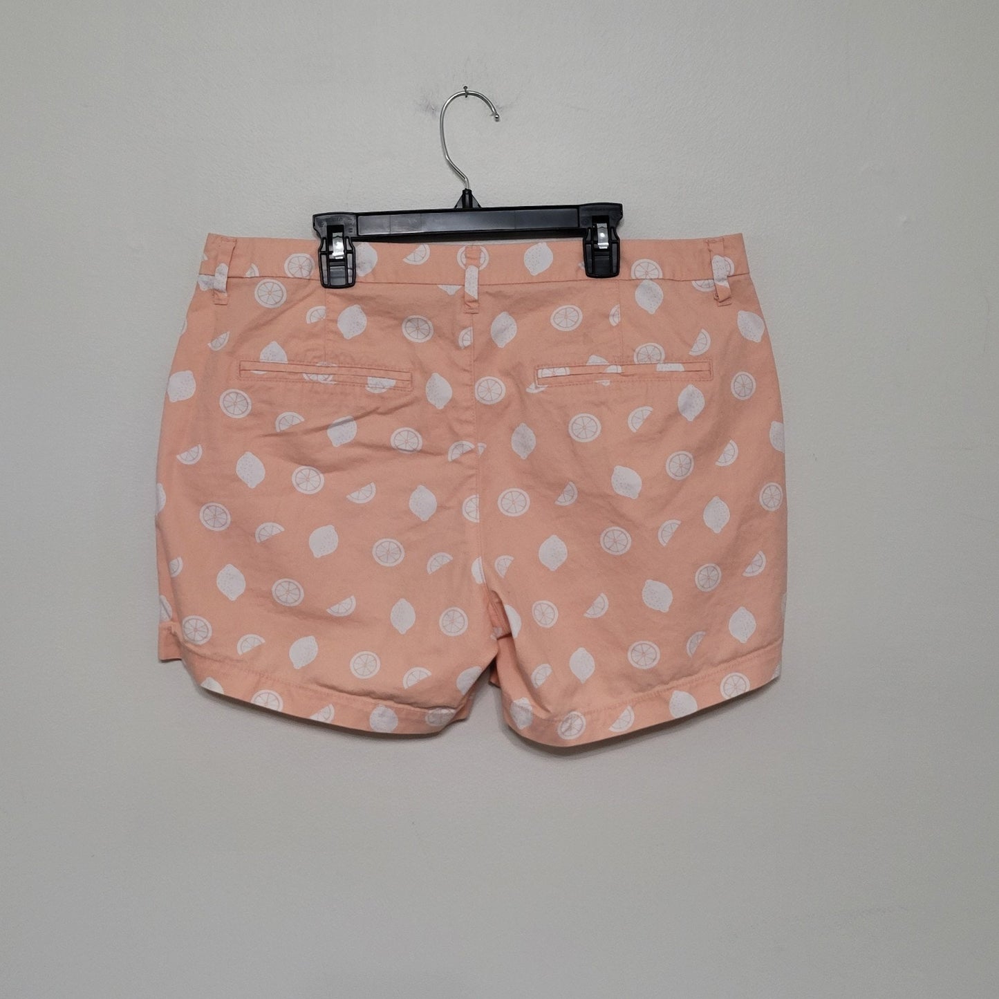 Old Navy Women’s Size 12 Everyday Chino Shorts Orange Sorbet Lemon Print GUC
