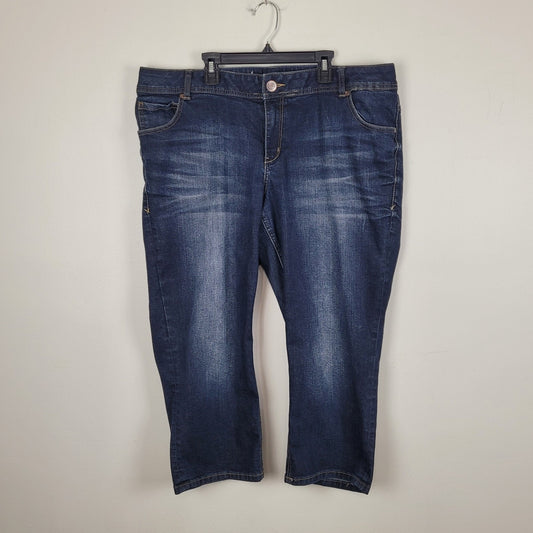 Lane Bryant Womens 18 Capri Jeans Blue Denim Genius Fit Stretch Cropped Pants
