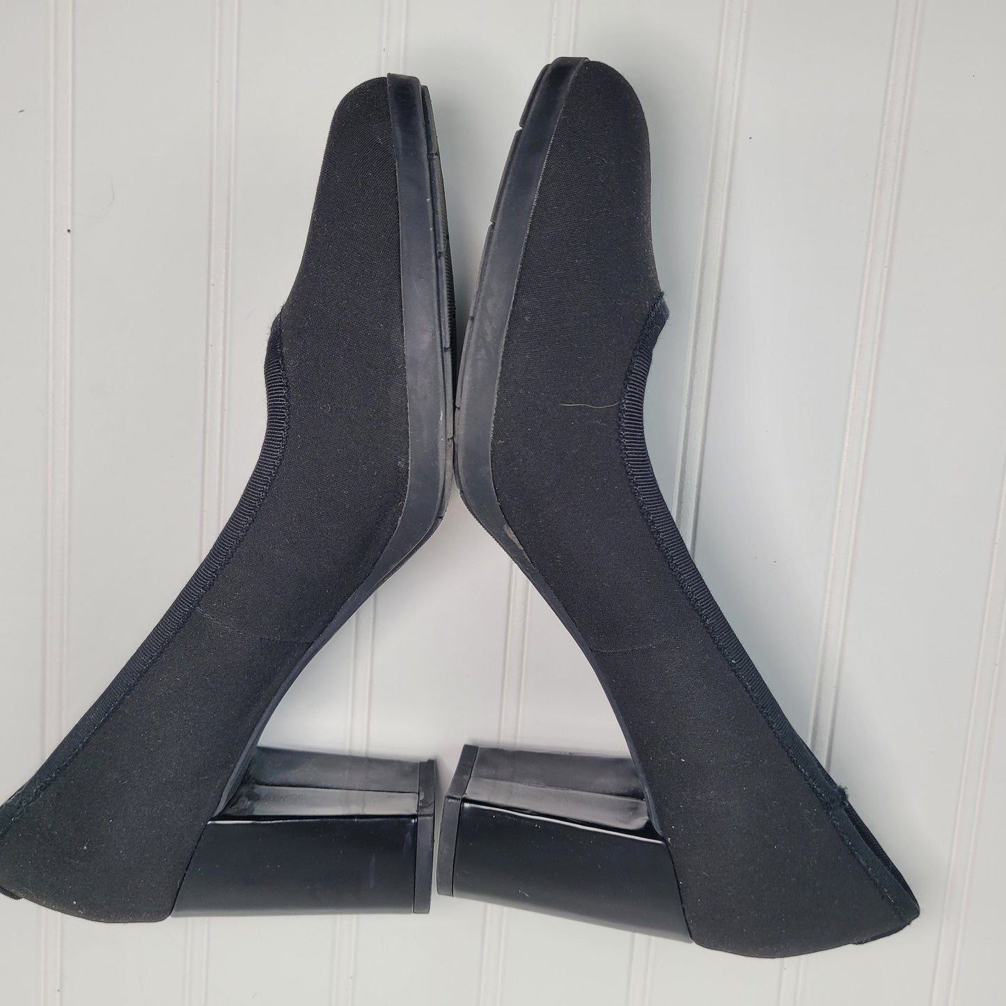 Anne Klein Carole Womens 8.5 Black Block Heel Pumps Round Toe Classic Office