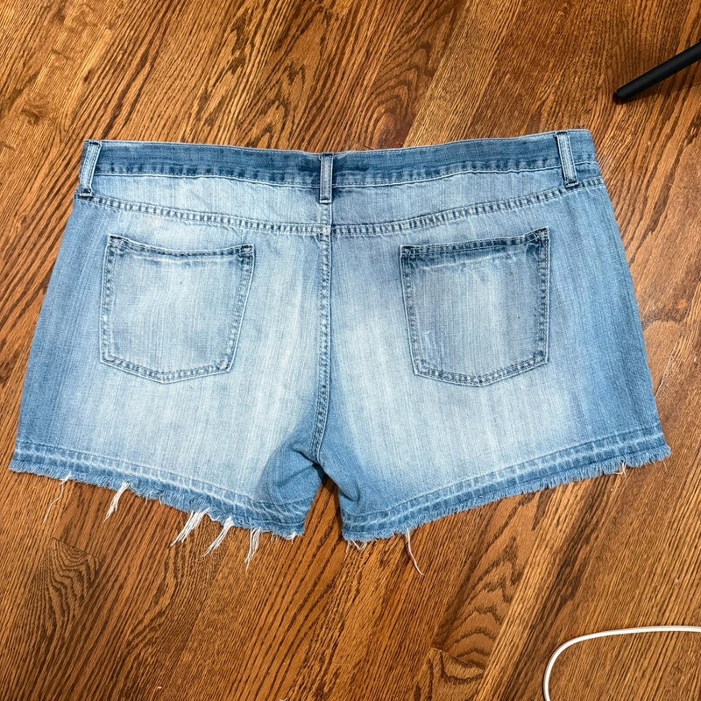 Old Navy Women’s 20 Denim Shorts Blue Ultra Low Waist Distressed Hem