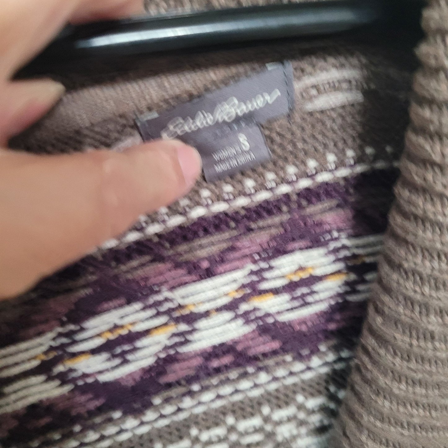 Eddie Bauer Mid Length Chunky Multicolor Knit Fair Isle Sweater Size Small