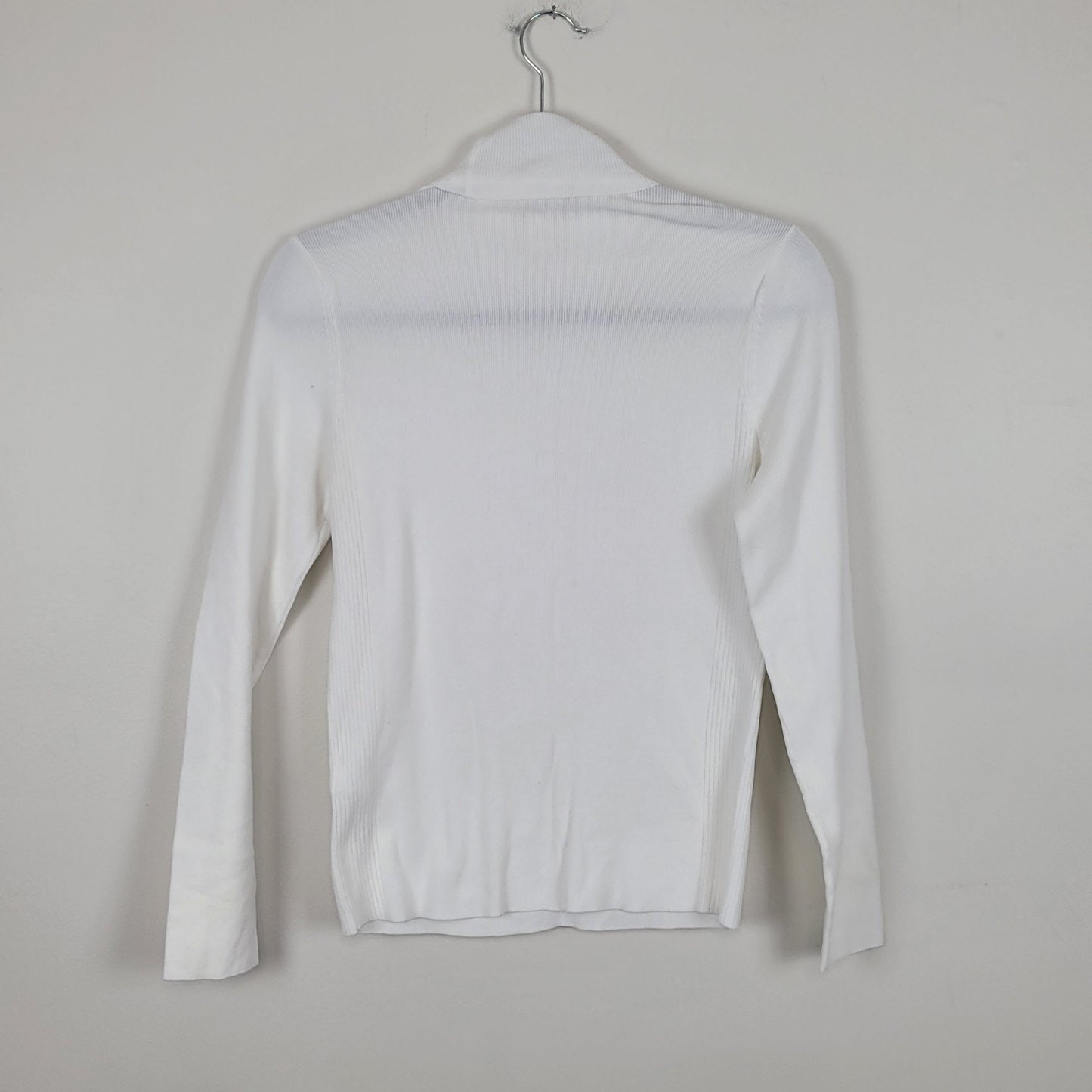 Chico’s 0 Women’s Small (4) Cream Turtleneck Sweater Ribbed Side Panel