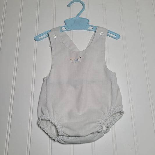 Vintage Baby Romper 3–6M White Horse Embroidery Sleeveless One Piece Cottagecore
