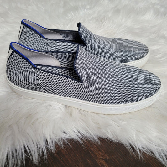Rothy’s Women’s 9 The Original Sneaker Anchor Blue Knit Slip On Shoes Clean EUC