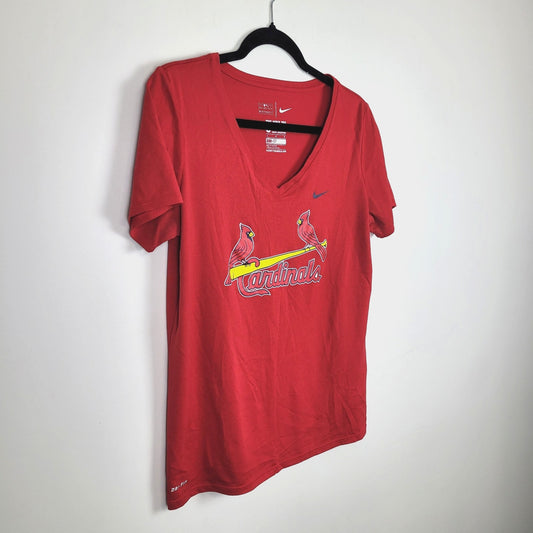 Nike Women’s St. Louis Cardinals T-Shirt Red Dri-Fit V-Neck Size Large