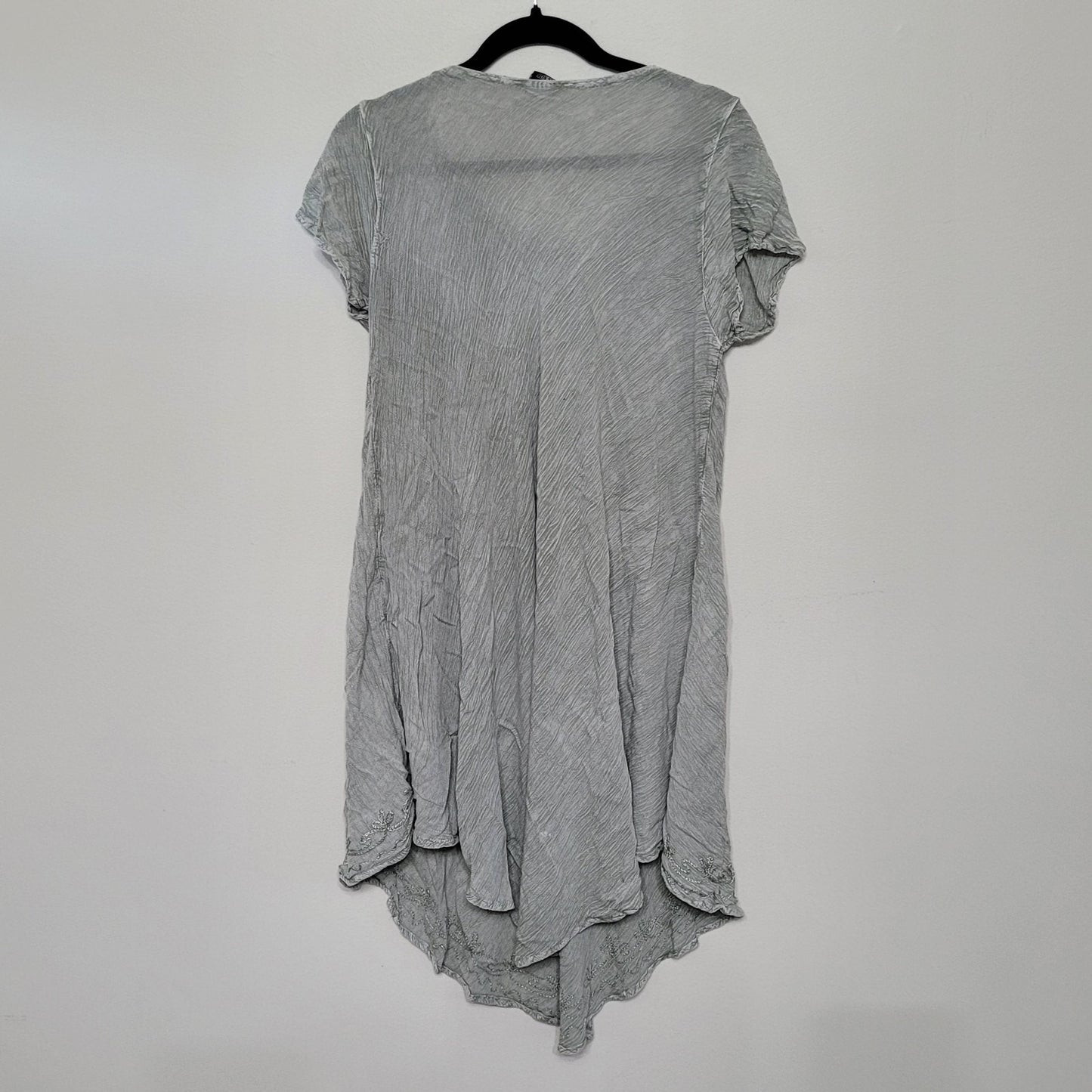 Fashion Force Women’s Gray Handkerchief Hem Dress Free Size Short Sleeve GUC