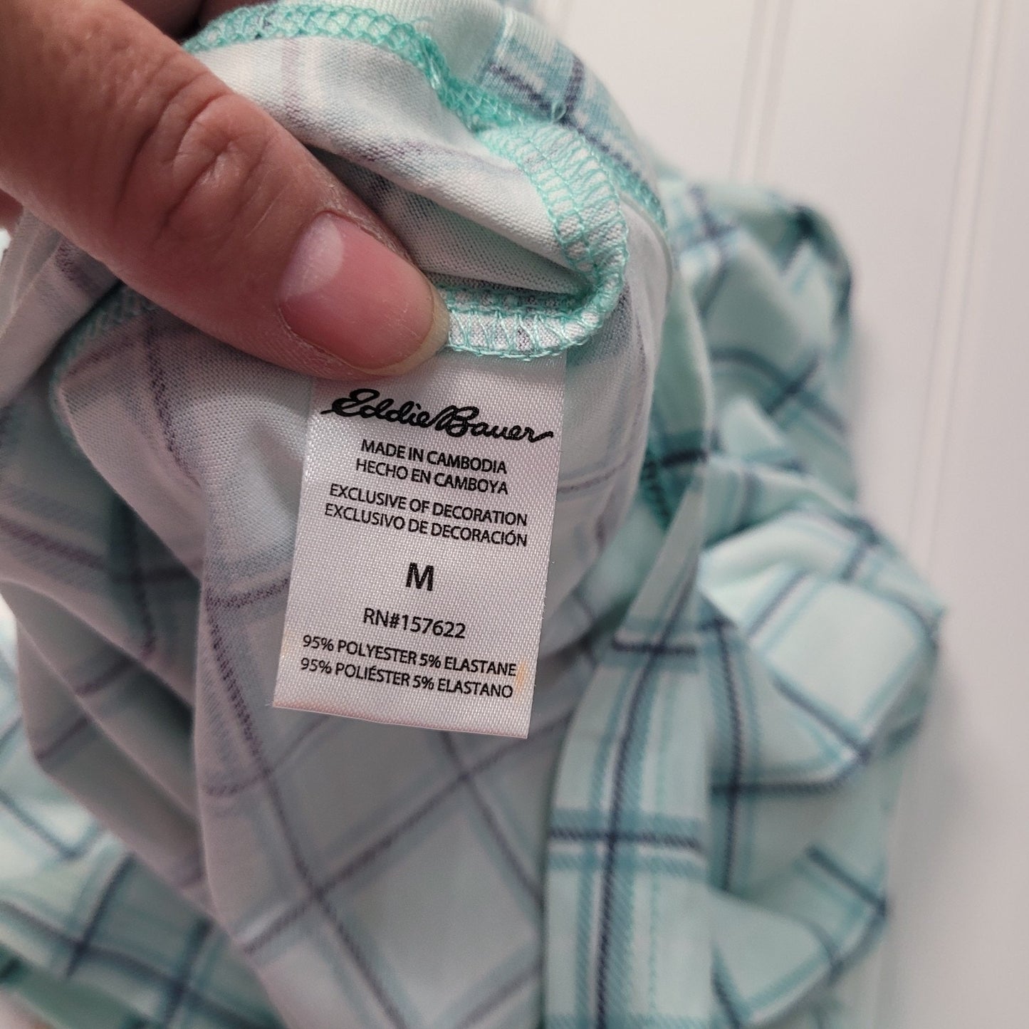 Eddie Bauer Womens Medium Pajama Tank Top Green Gray Plaid Soft Sleepwear Lounge