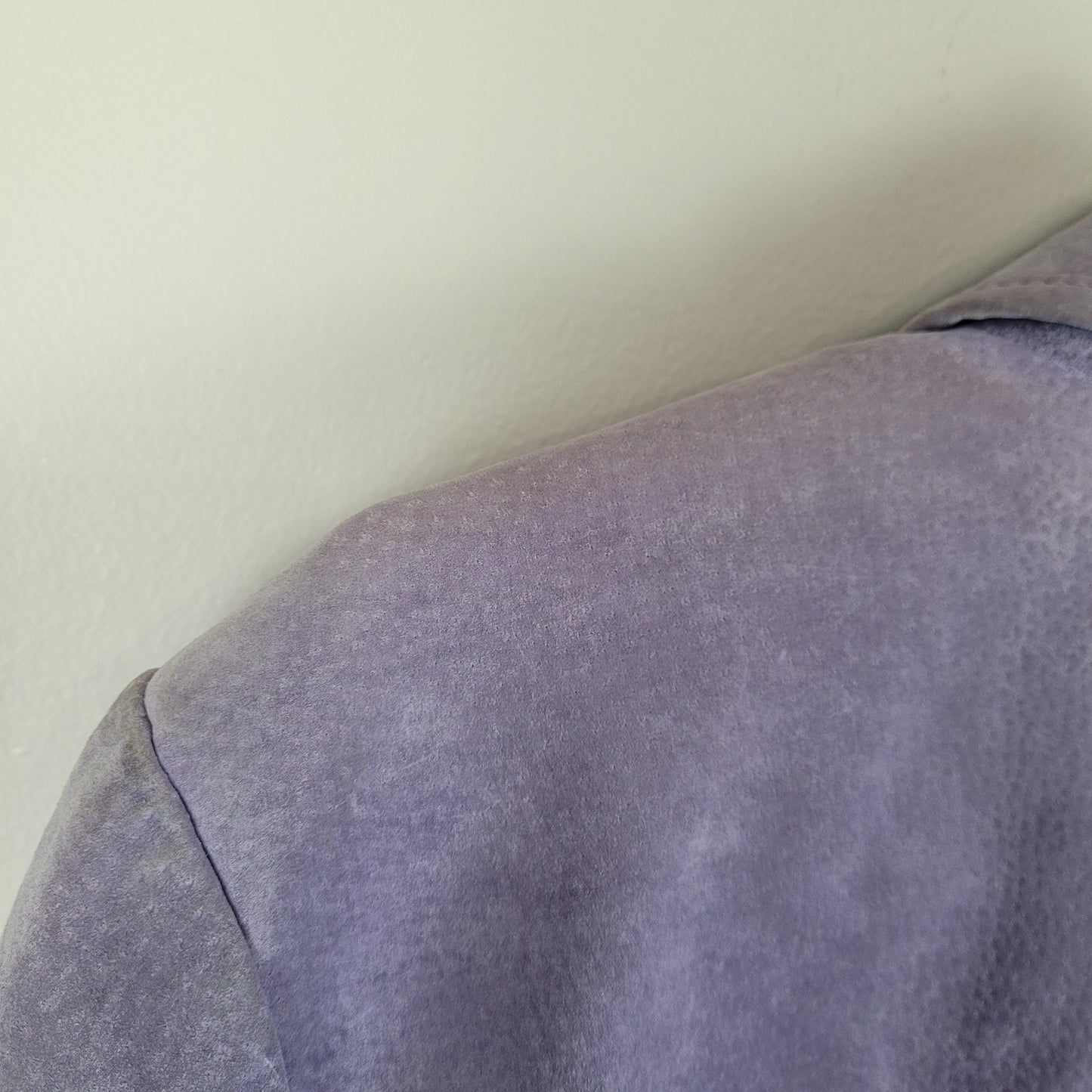 NWT Live a Little Womens M Lavender Suede Leather Jacket Floral Accent Blazer