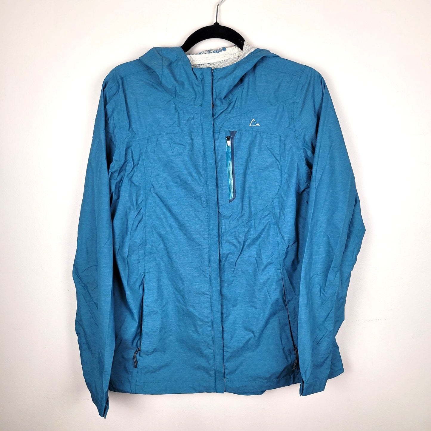 Paradox Rain Jacket Women M Blue Hooded Zip Pockets Lightweight Polyurethane
