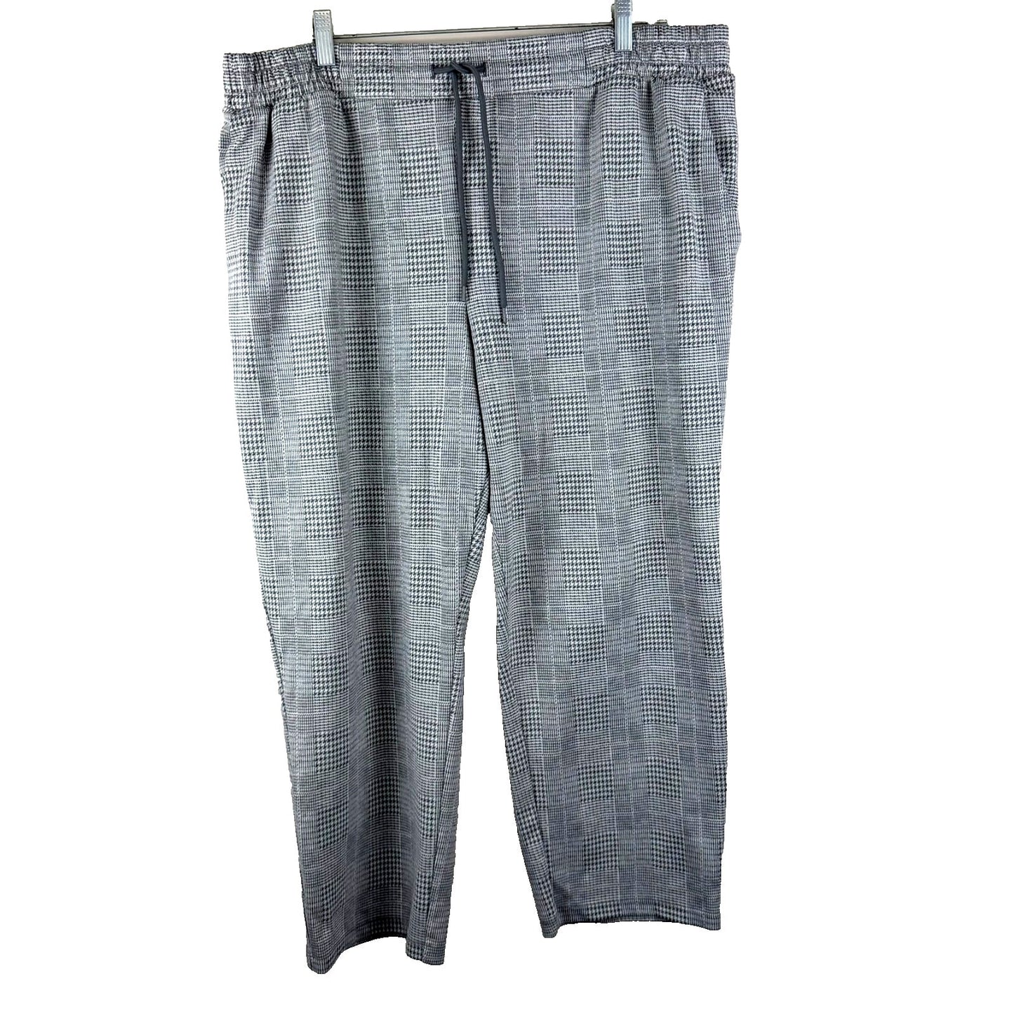 A New Day Womens XXL Gray High Rise Jogger Pants Stretch Plaid Drawstring