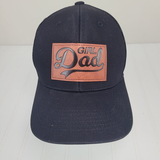 KOLWOVEN Girl Dad Leather Patch Trucker Hat Adjustable Black Mesh Back Cap