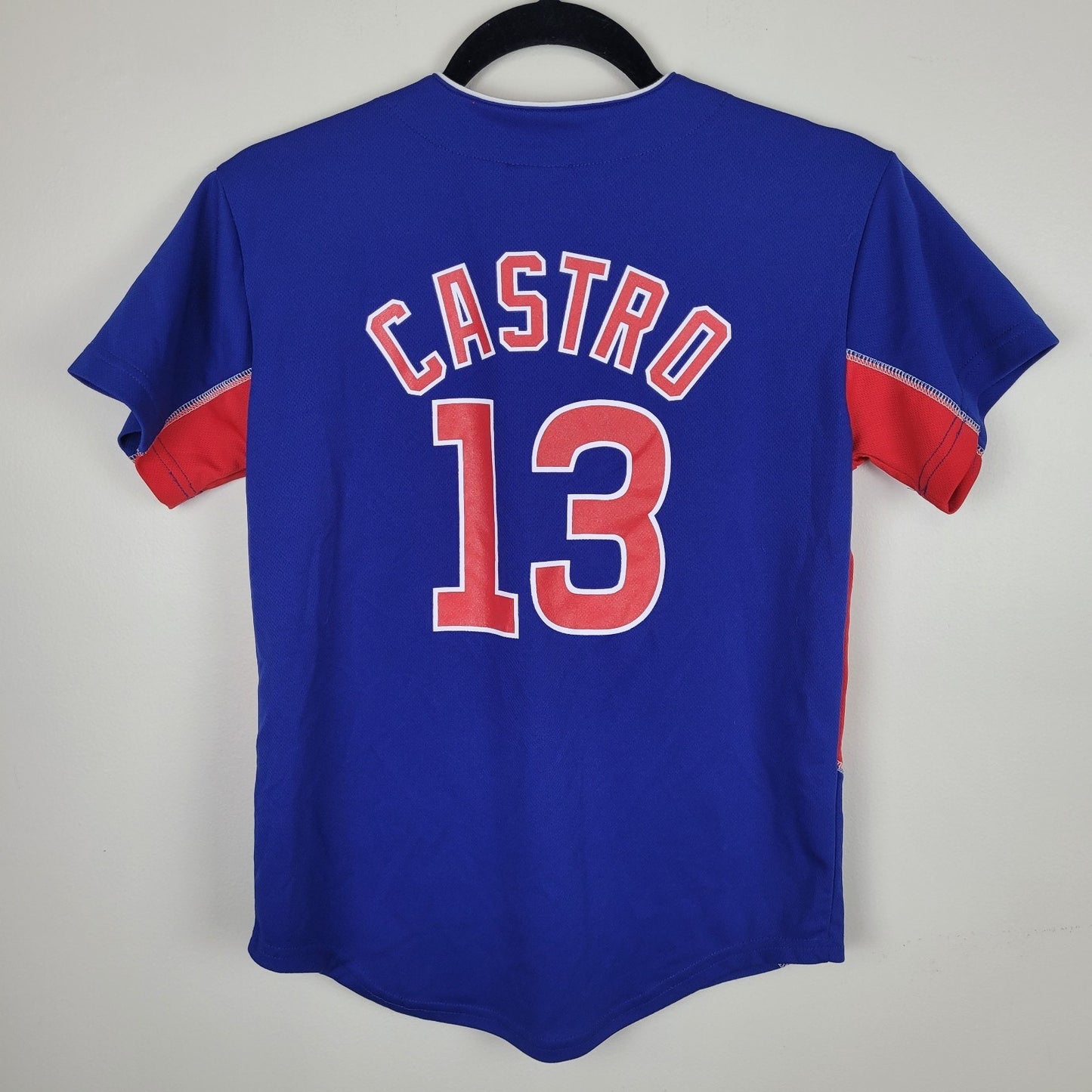 Majestic MLB Chicago Cubs Castro #13 Boys Medium Blue Red Jersey