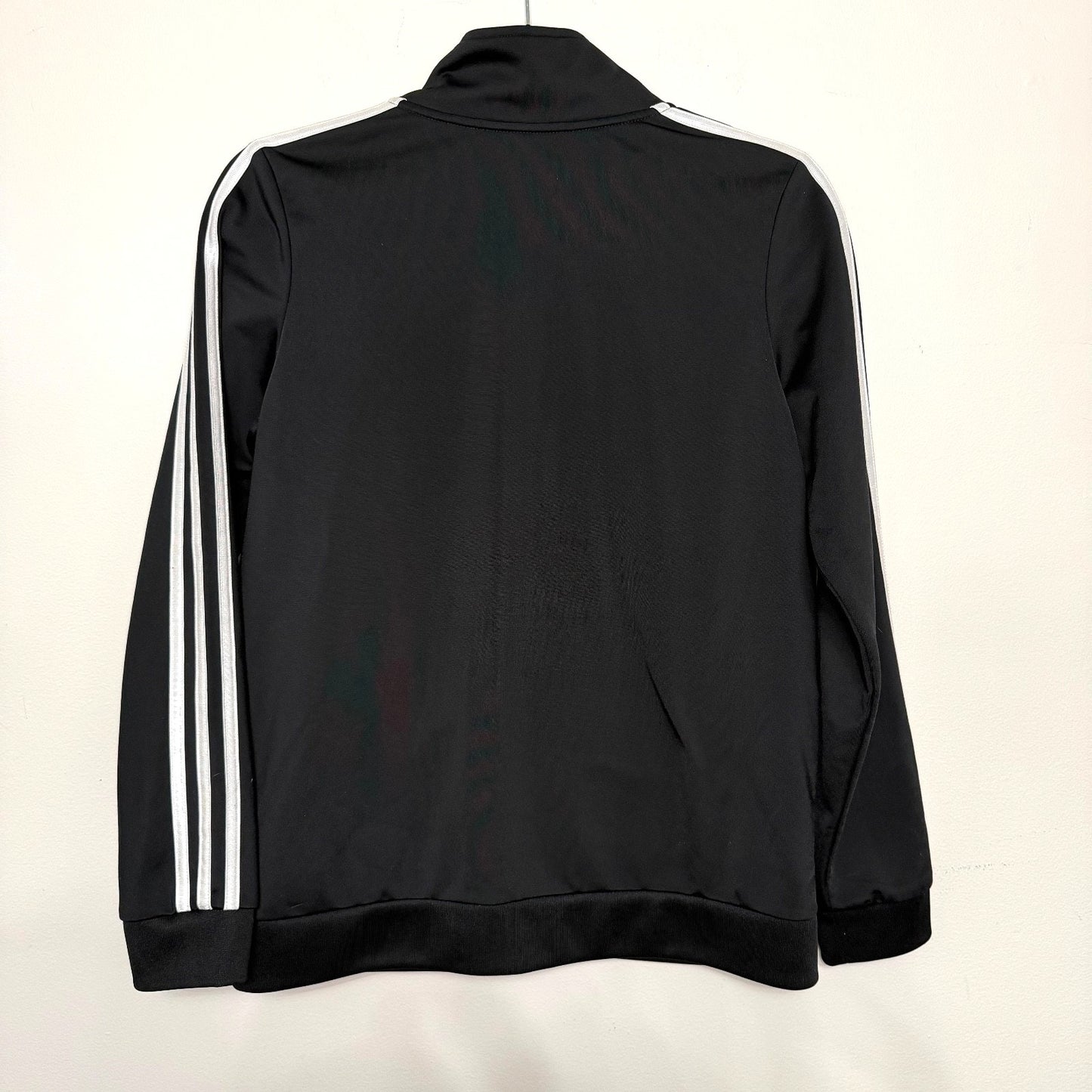 Adidas Youth Boys L 14/16 Track Jacket Black White 3-Stripes Full Zip