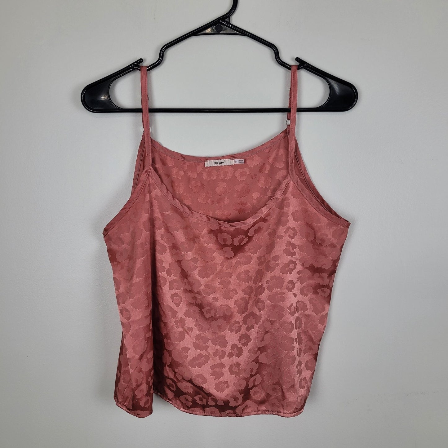 Francesca’s Womens M Leopard Print Satin Sleep Set Pink Ruffle Shorts Cami Sexy