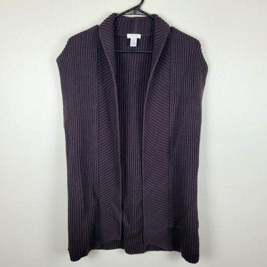 Chico’s Womens 0 (S) Chocolate Brown Cashmere Blend Sleeveless Cardigan Vest