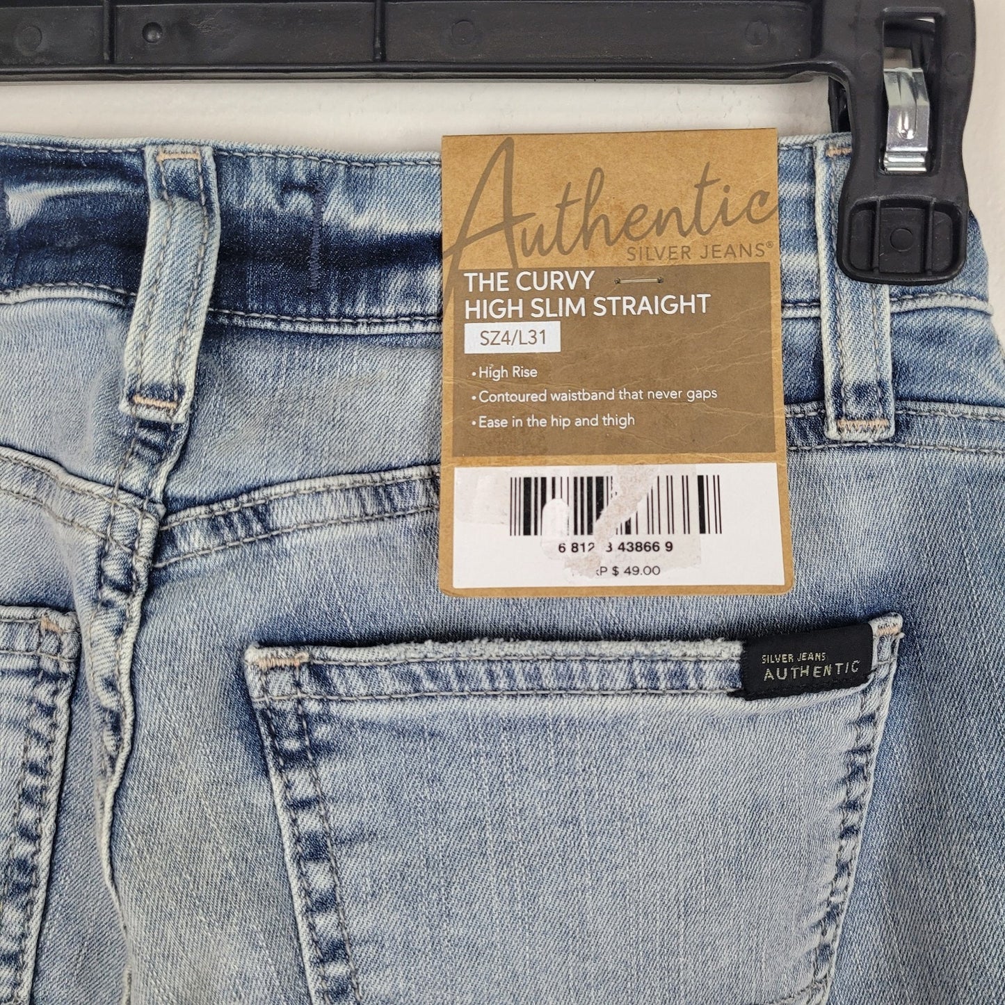 Silver Jeans Womens 4/31 Curvy Slim Straight Leg Light Wash Denim Jeans NWT