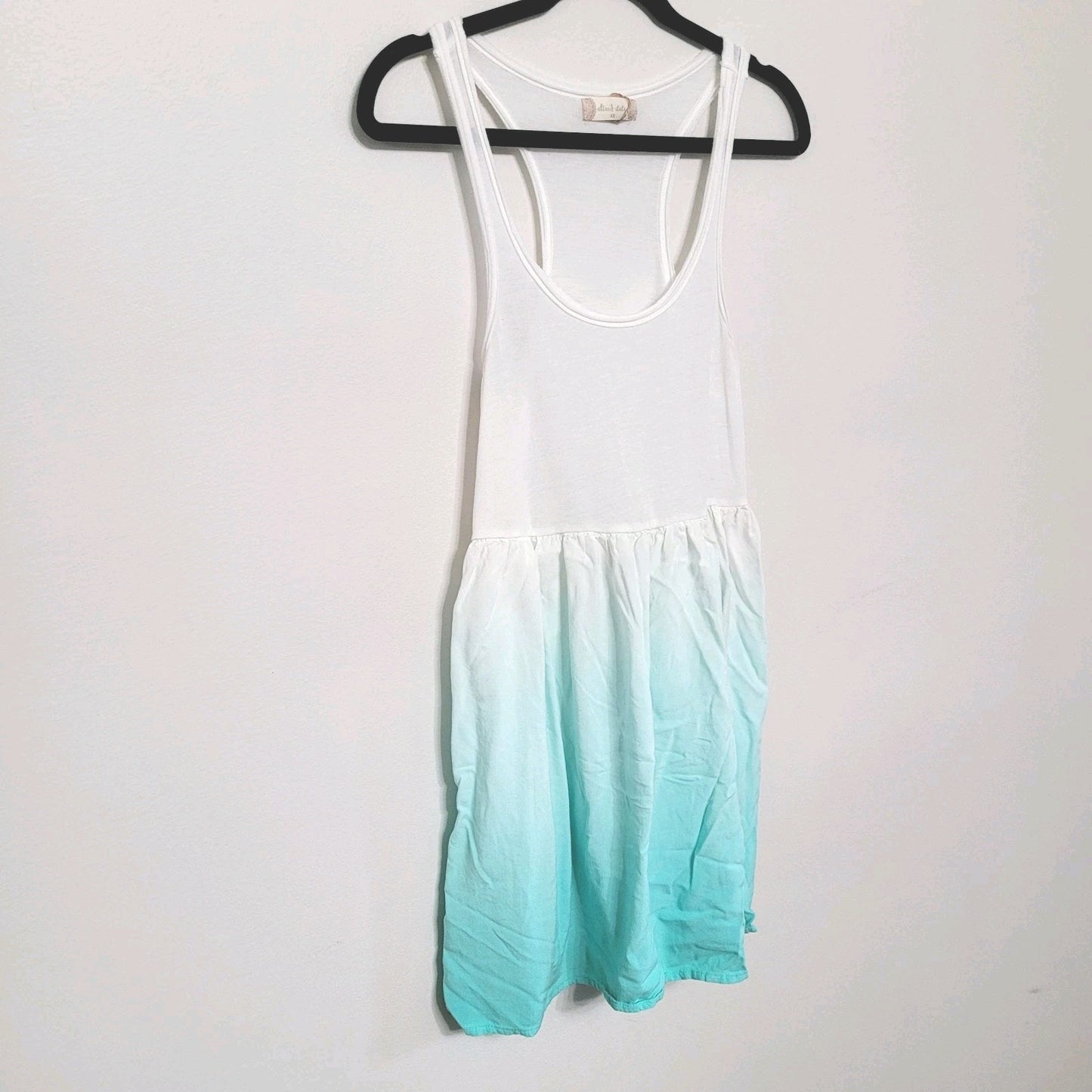 Altar’d State XS Dress Teal White Ombre High Neck Sleeveless Summer EUC