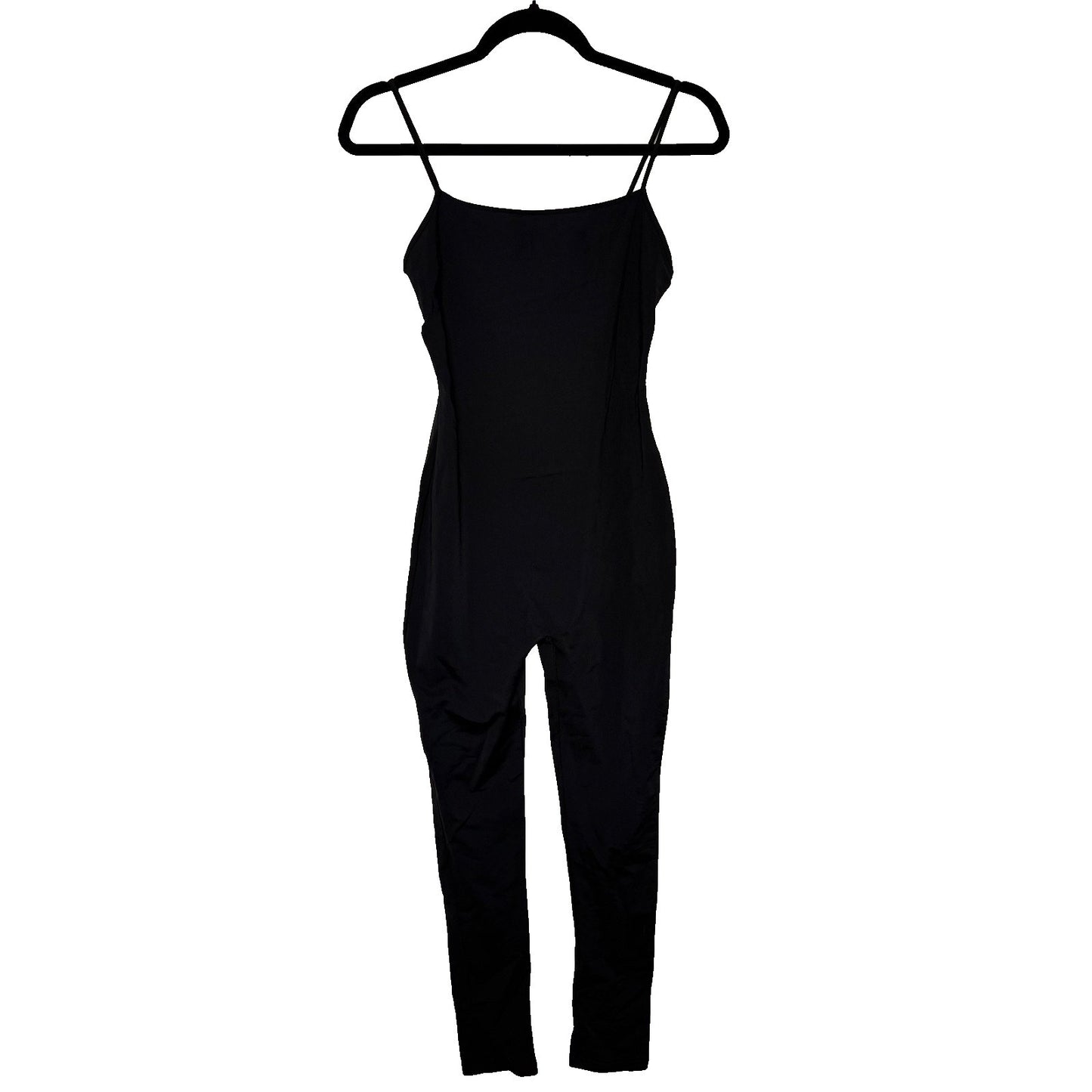 Zara Basic Womens L Black Spaghetti Strap Jumpsuit Open Back Minimalist Chic