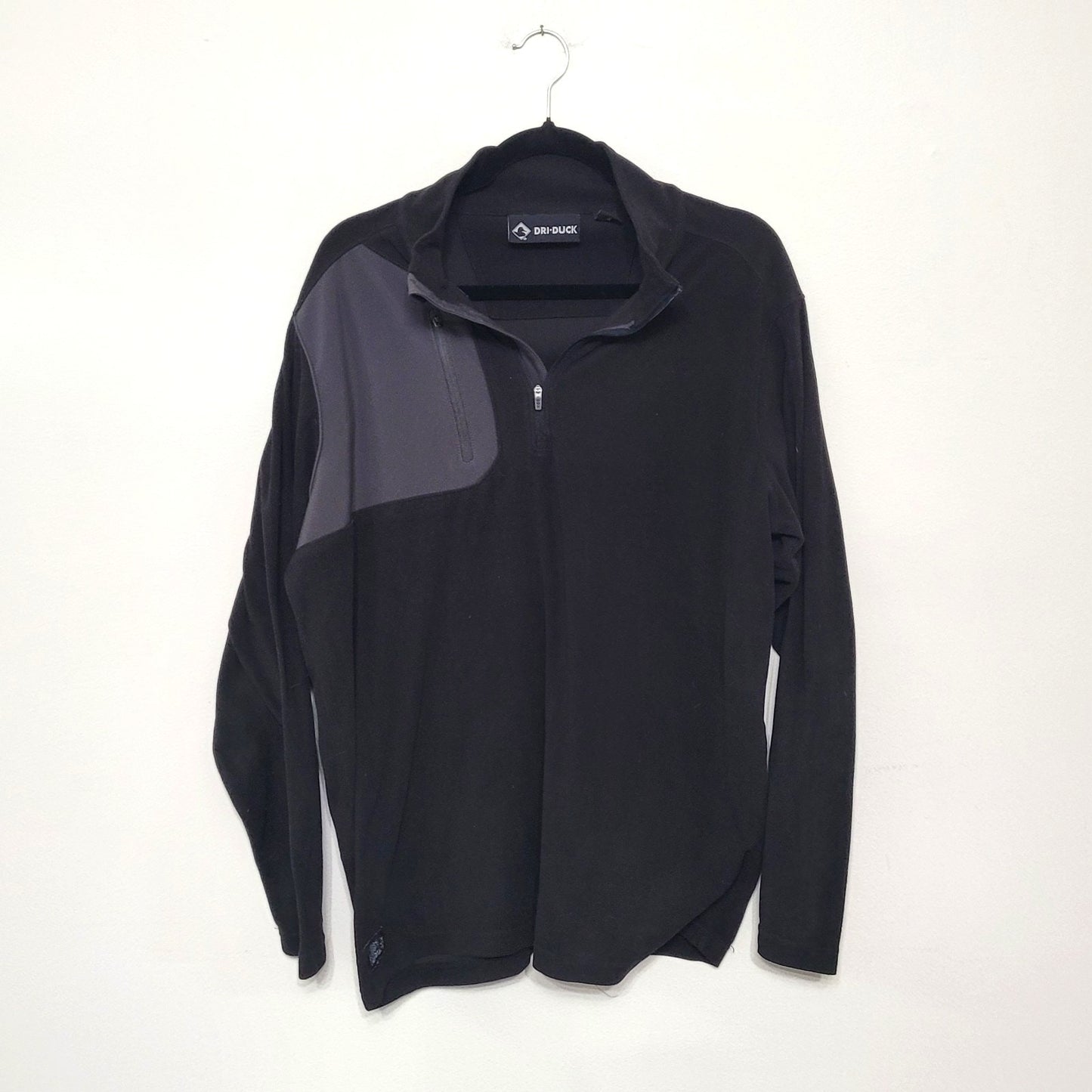 Dri Duck 1/4 Zip Pullover Mens Large Outdoor Fleece Mock Neck Black Long Sleeve