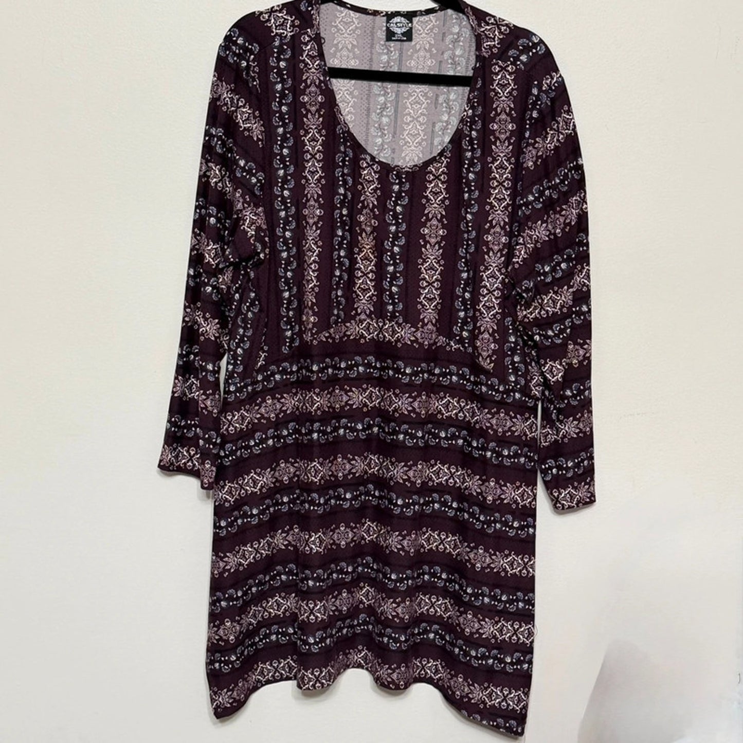 Black Brown CalStyle 2XL Geometic Tunic Dress