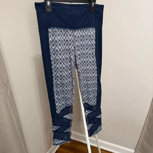 Athleta Women’s S Printed Leggings Navy Blue Geometric High Rise