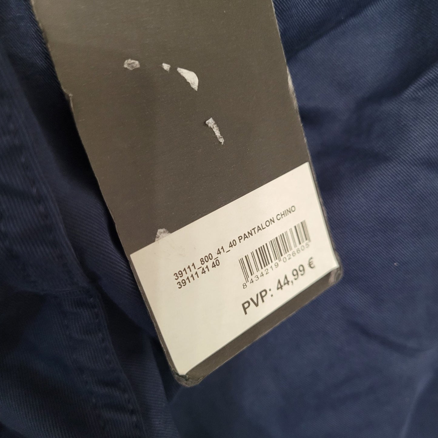 PuroEgo Men’s Navy Chino Pants Cotton EUR 40 / US 28x32 Slim Fit