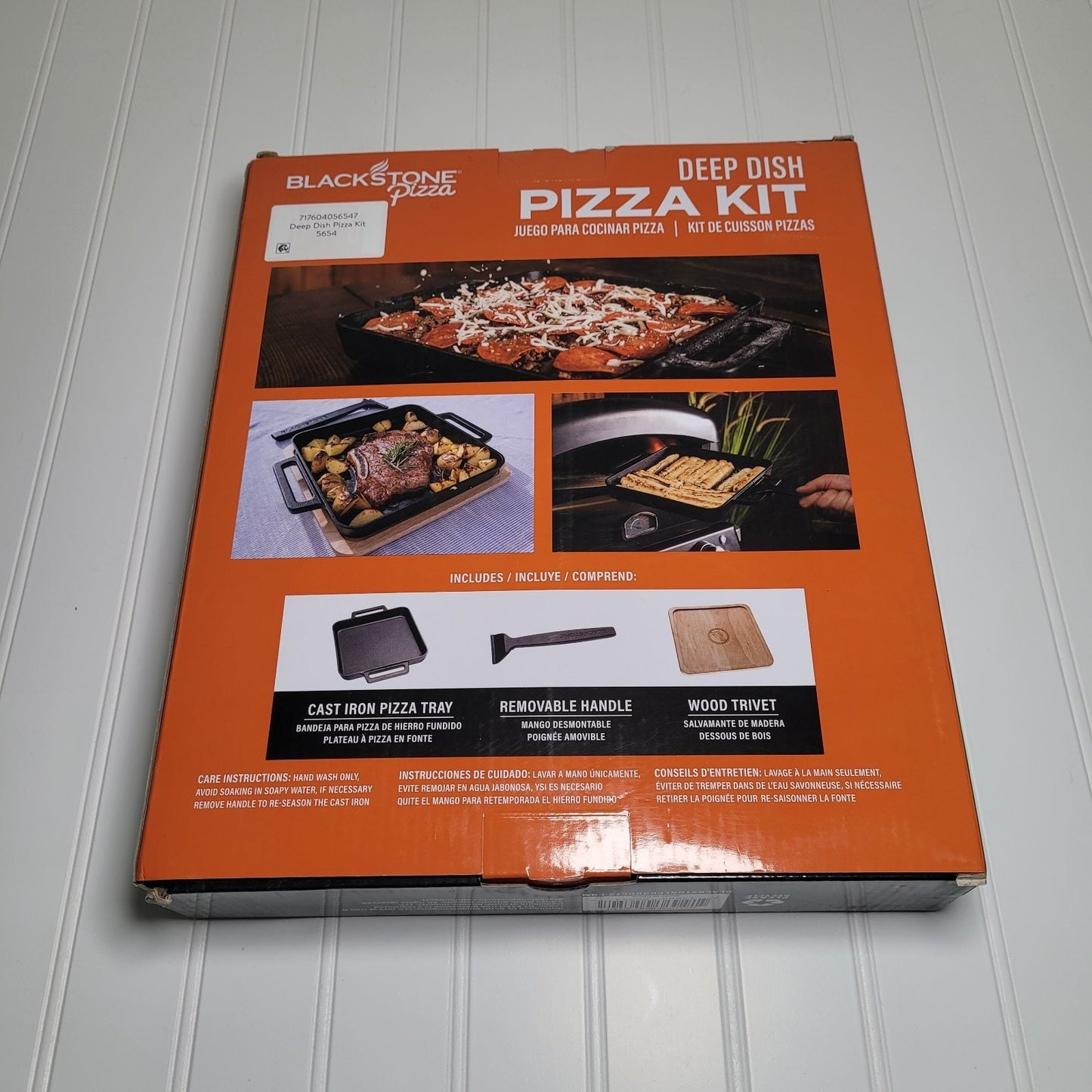 Blackstone Cast Iron Deep Dish Pizza Kit with Removable Handle & Wood Trivet NIB