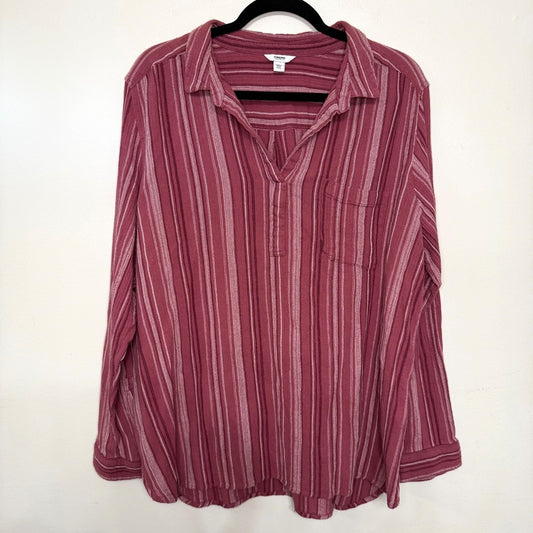 Sonoma Goods for Life Womens XXL Pink Striped Button Shirt Fall Essential