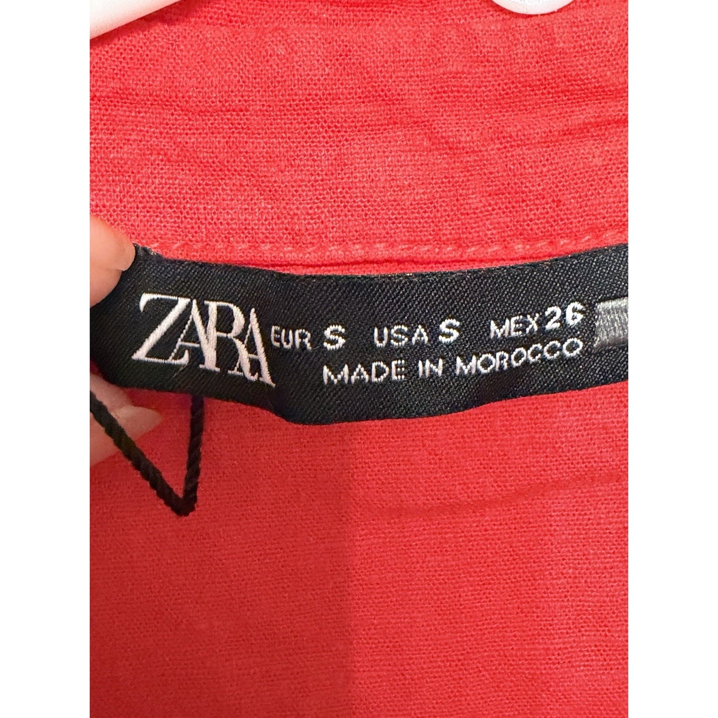 Zara Red Sleeveless Front Button Ruched Linen Blend Midi Dress Small NWT
