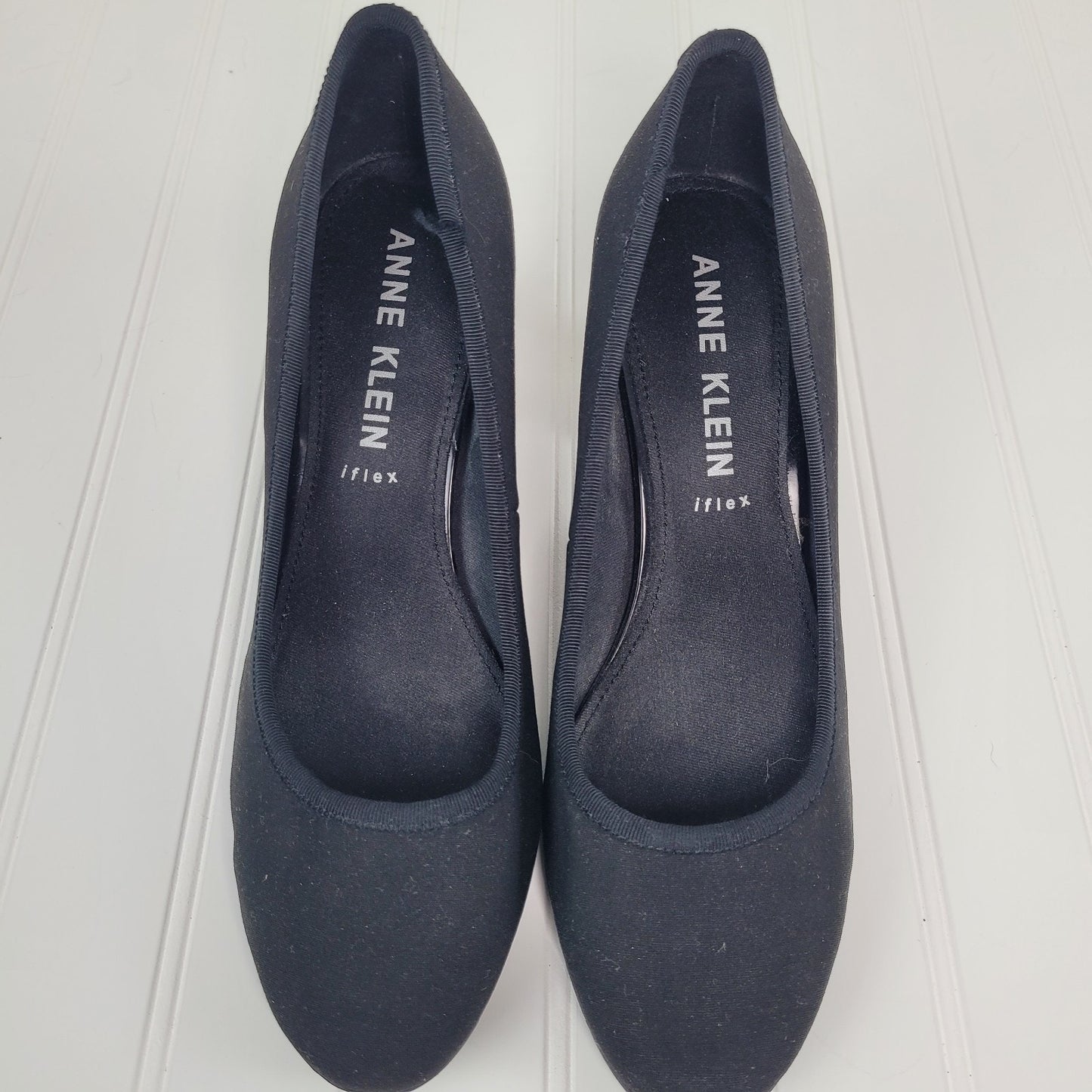 Anne Klein Carole Womens 8.5 Black Block Heel Pumps Round Toe Classic Office