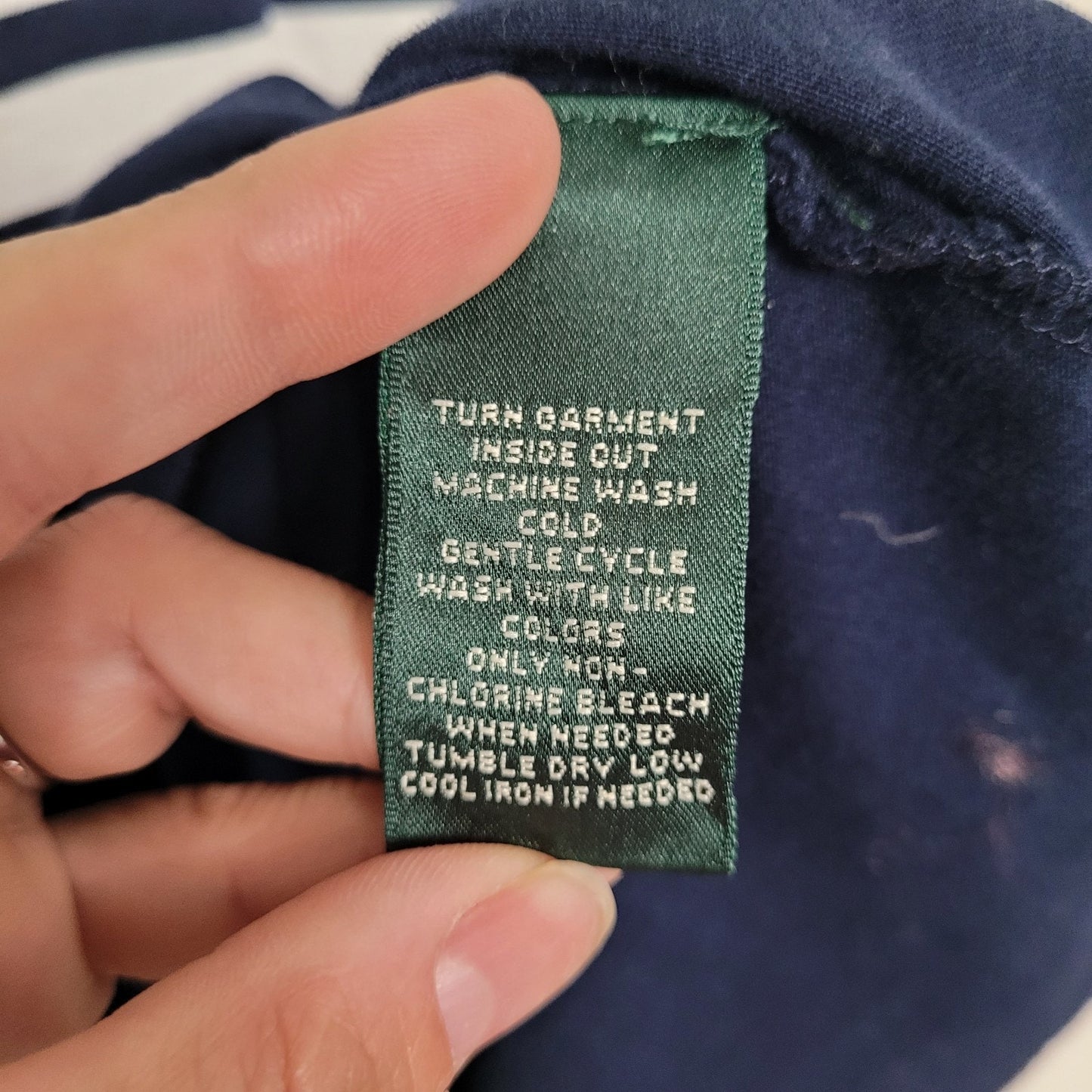 Ralph Lauren Striped T-Shirt XL Green Navy Blue Nautical Short Sleeve Cotton