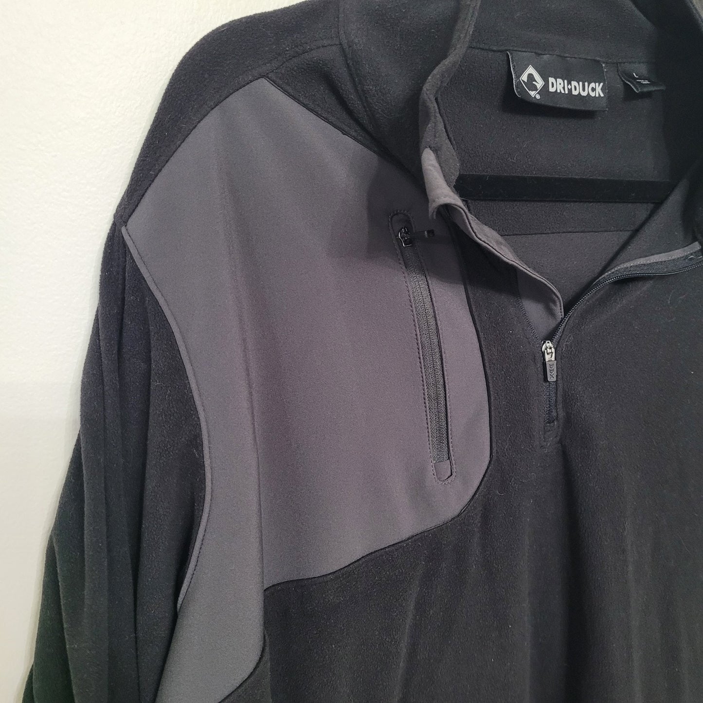 Dri Duck 1/4 Zip Pullover Mens Large Outdoor Fleece Mock Neck Black Long Sleeve