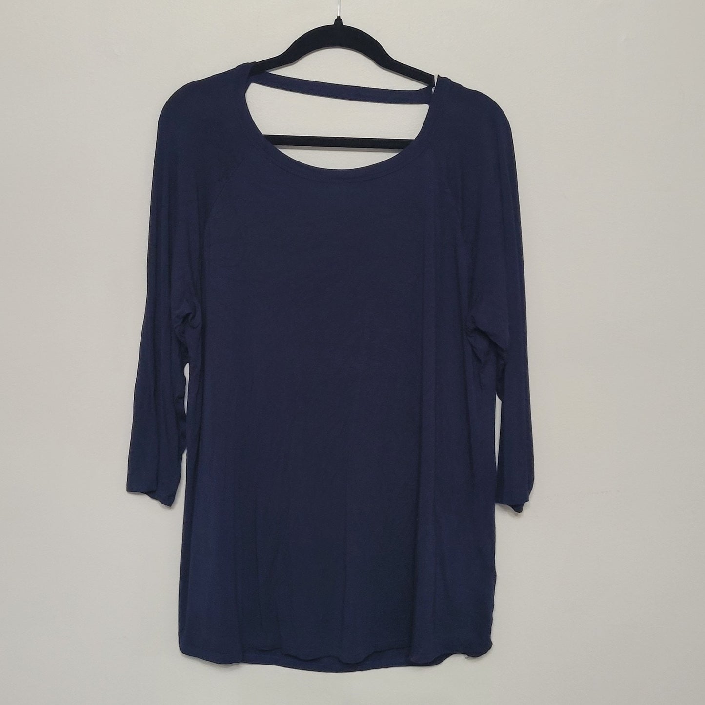 Soft Surroundings Women’s 2X Navy Britannia Draped Back Rayon Top EUC